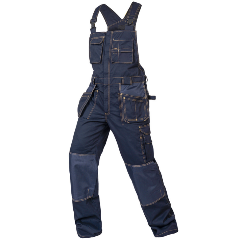 Polyester Bib Overalls for Mechanics with Pockets & Installable Knee Pads-2